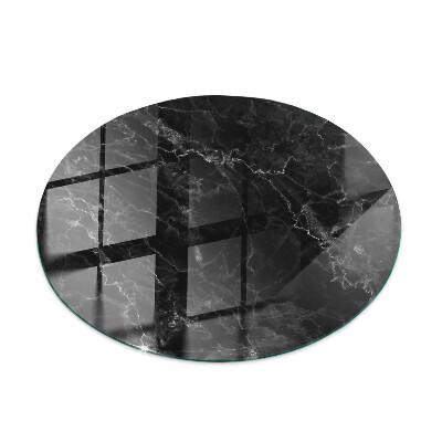 Round glass table top with print Veined marble pattern