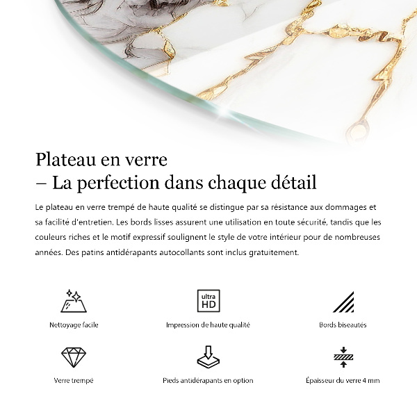 Glass table top with print Natural wood and resin pattern