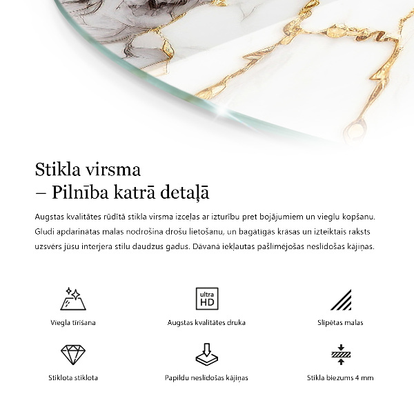 Glass table top with print Natural wood and resin pattern