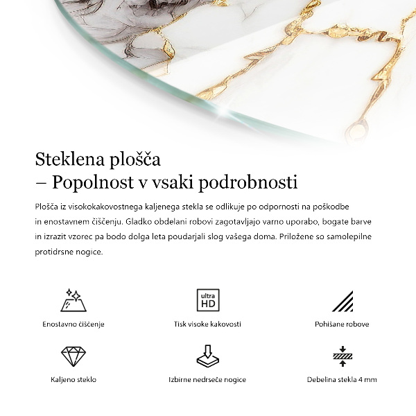 Glass table top with print Natural stone pattern