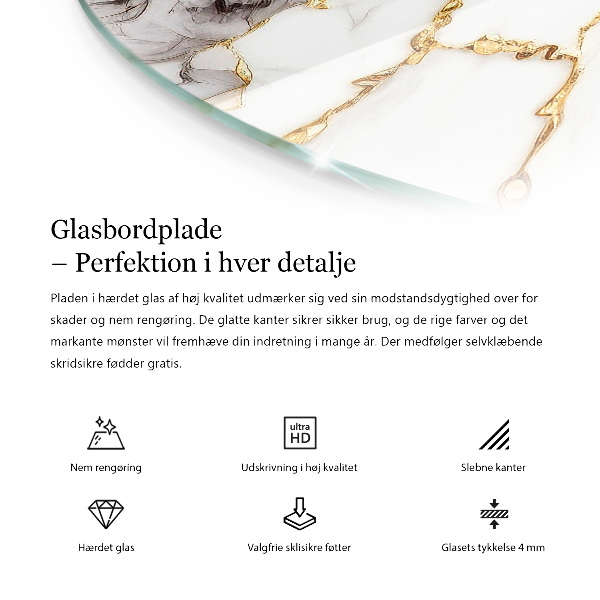 Glass table top with print Stylish wood motif