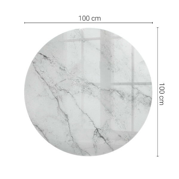 Round glass table top with print Marble texture motif