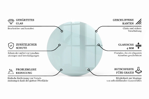 Round glass table top transparent
