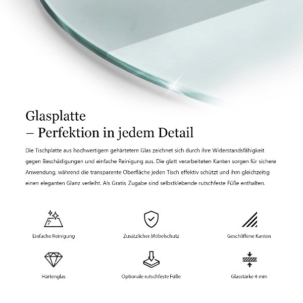 Round glass table top transparent