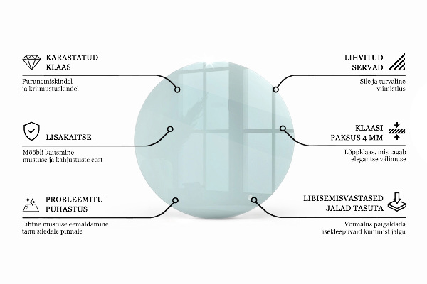 Round glass table top transparent