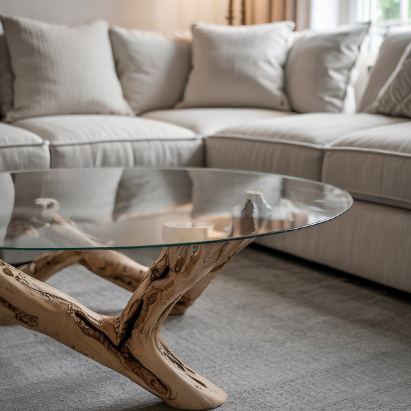 Round glass table top transparent