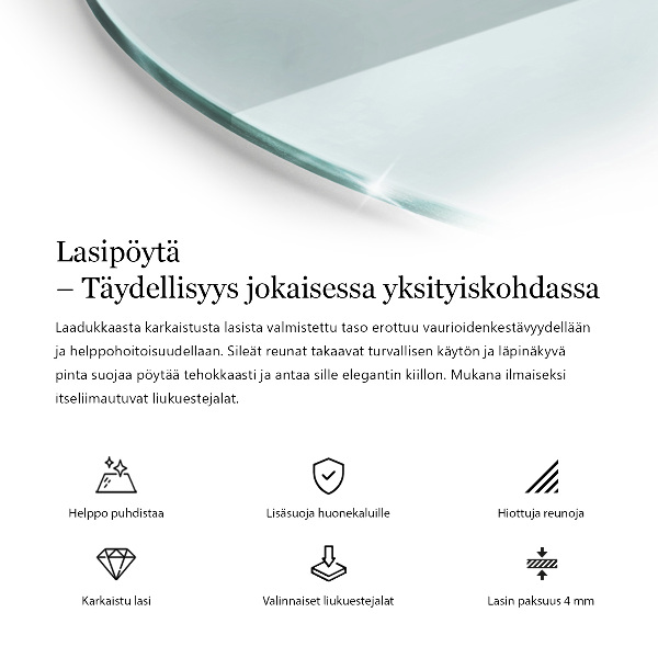 Round glass table top transparent