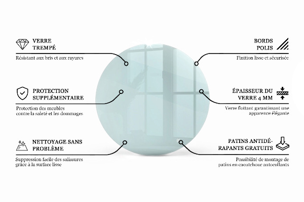 Round glass table top transparent