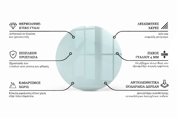 Round glass table top transparent