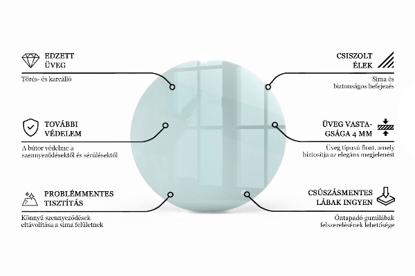 Round glass table top transparent