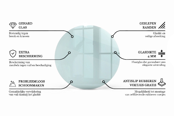 Round glass table top transparent