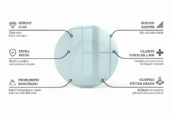 Round glass table top transparent