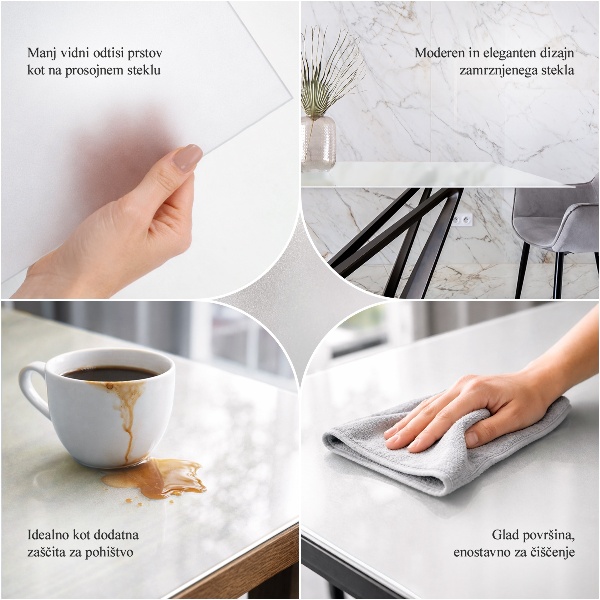 Rectangular table with a frosted glass finish