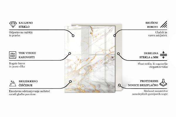 Decorative glass table top with print Stylish wood motif