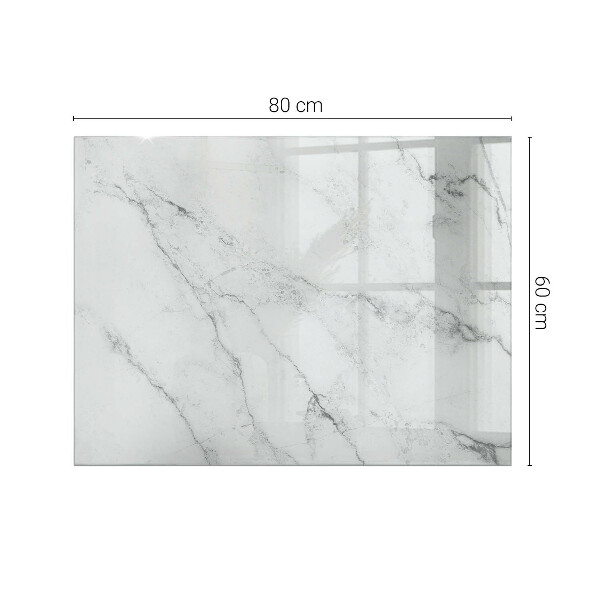Rectangular glass table top with print Marble texture motif