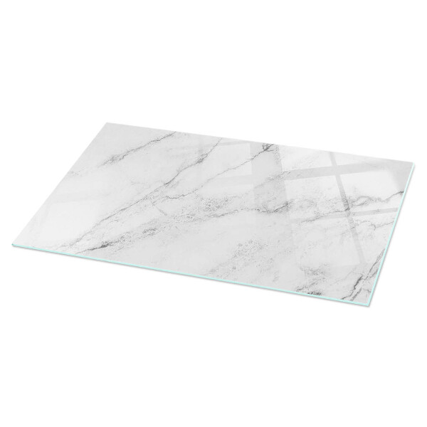 Rectangular glass table top with print Marble texture motif