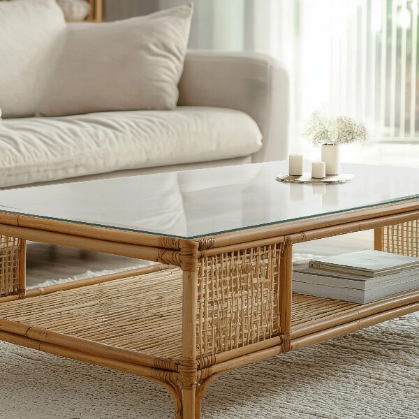 Decorative glass table top with print Smooth white