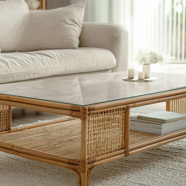 Rectangular glass table top Marble pattern