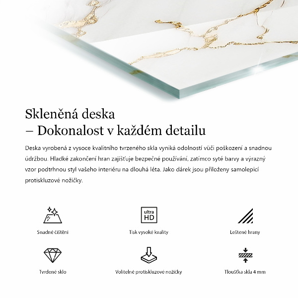 Rectangular glass table top Marble pattern