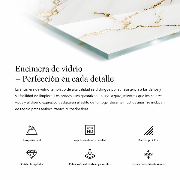 Rectangular glass table top Marble pattern