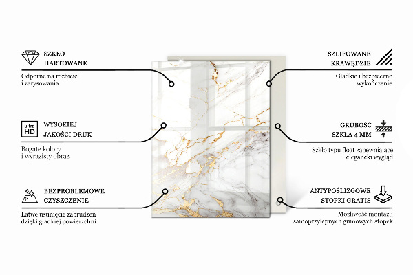 Rectangular glass table top with print Concrete with cracks