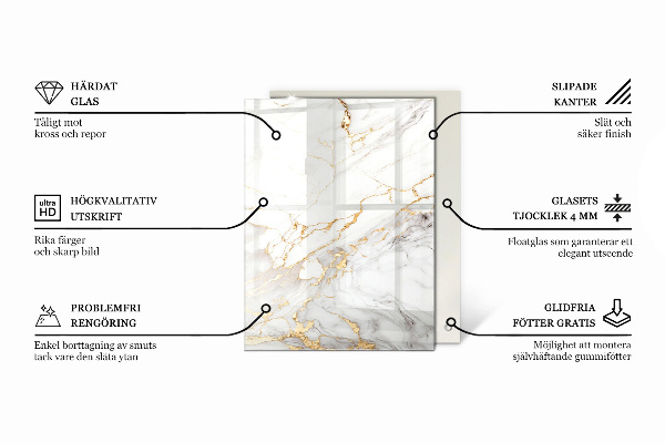 Rectangular glass table top with print Concrete with cracks
