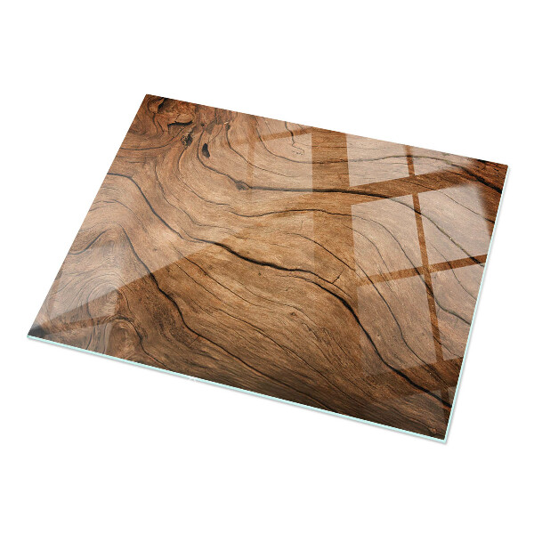 Rectangular glass table top Natural wood texture