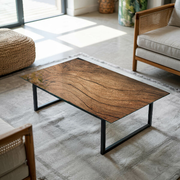 Rectangular glass table top Natural wood texture