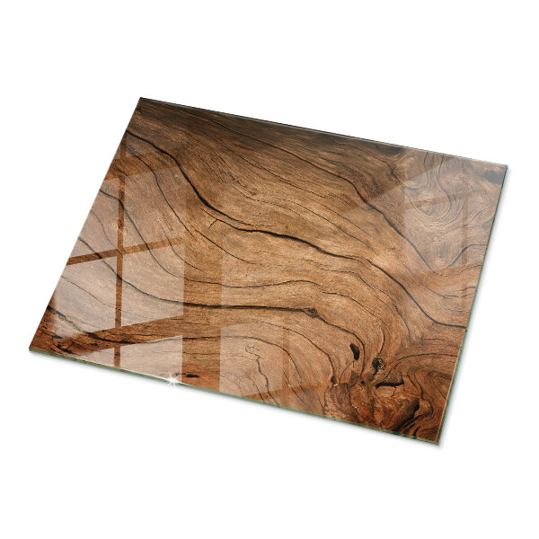 Rectangular glass table top Natural wood texture