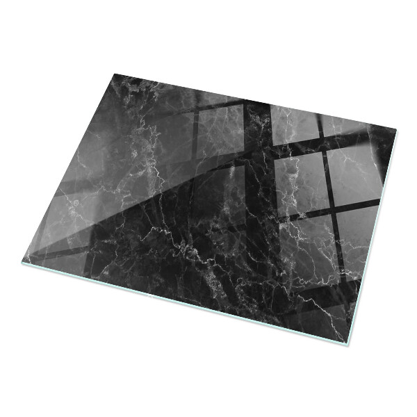 Rectangular glass table top with print Veined marble pattern