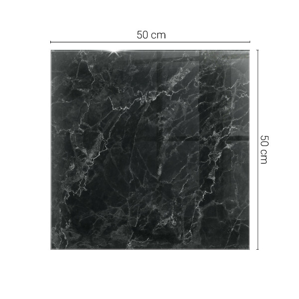 Rectangular glass table top with print Veined marble pattern