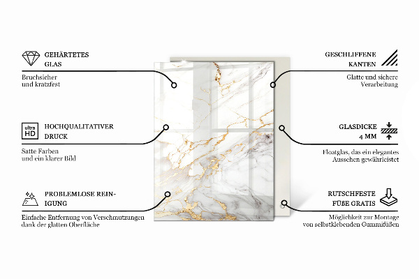 Decorative glass table top with print Natural stone pattern