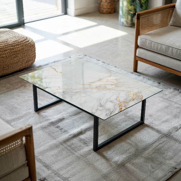 Rectangular glass table top with print Elegant marble pattern