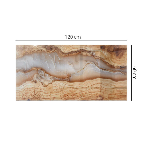 Decorative glass table top with print Natural wood and resin pattern