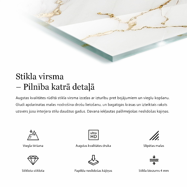 Decorative glass table top with print Natural wood and resin pattern