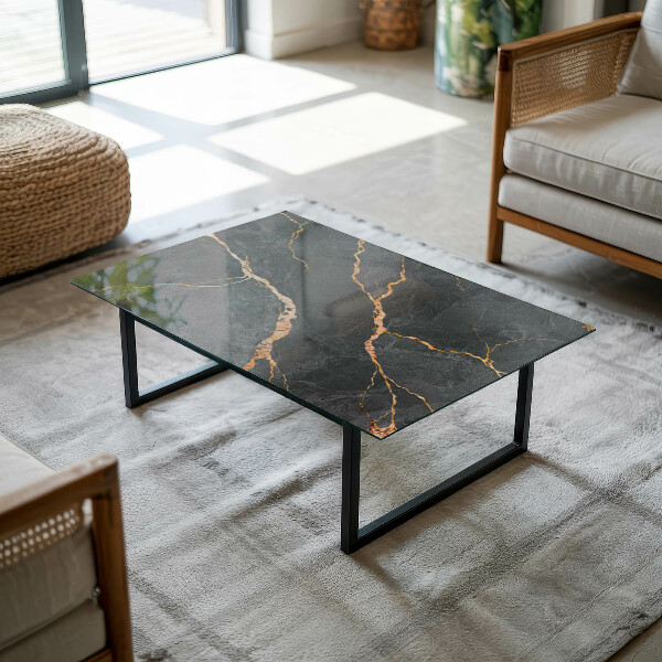 Rectangular glass table top Marble pattern with delicate veins