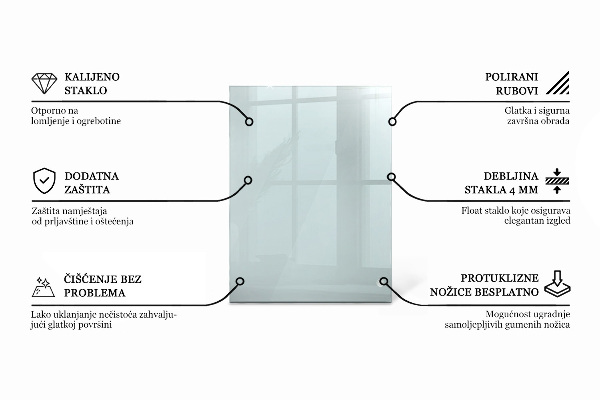 Rectangular glass table top transparent