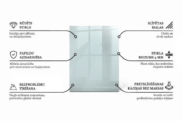 Rectangular glass table top transparent