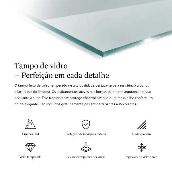 Rectangular glass table top transparent