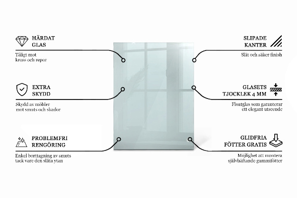 Rectangular glass table top transparent