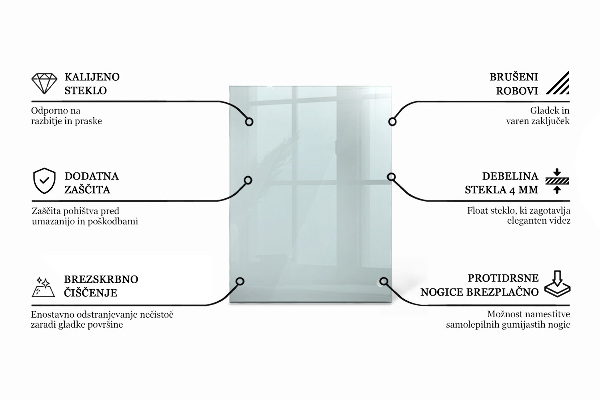 Rectangular glass table top transparent