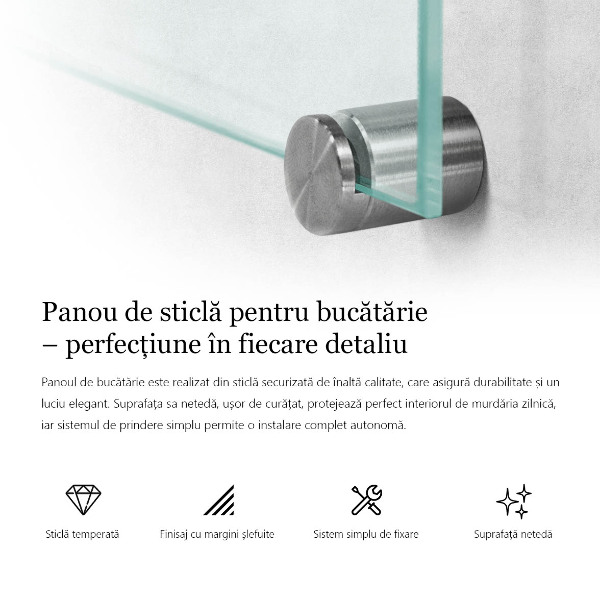 Printed glass splashback transparent 100x30 cm