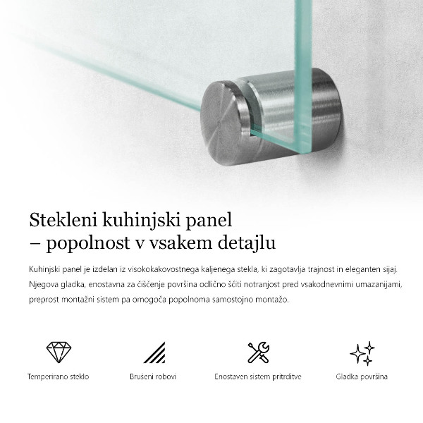 Printed glass splashback transparent 100x30 cm