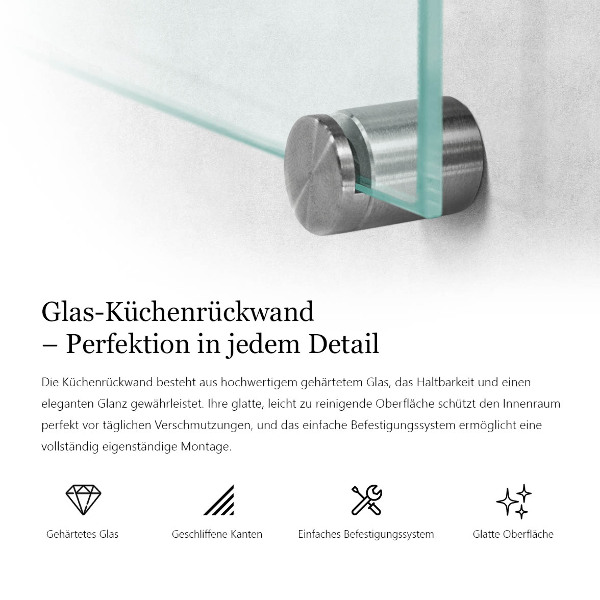 Transparent splashback for kitchen 120x60 cm