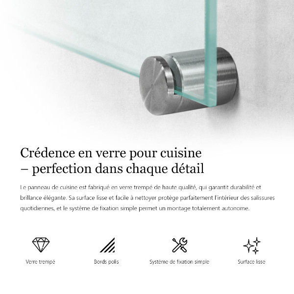 Transparent splashback for kitchen 120x60 cm