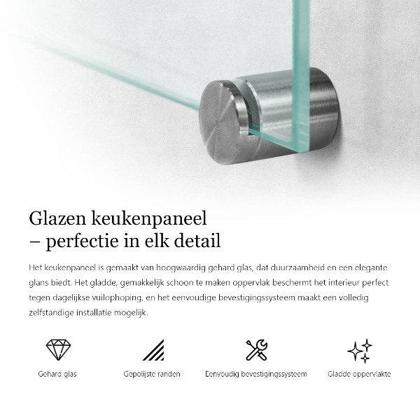 Transparent splashback for kitchen 120x60 cm