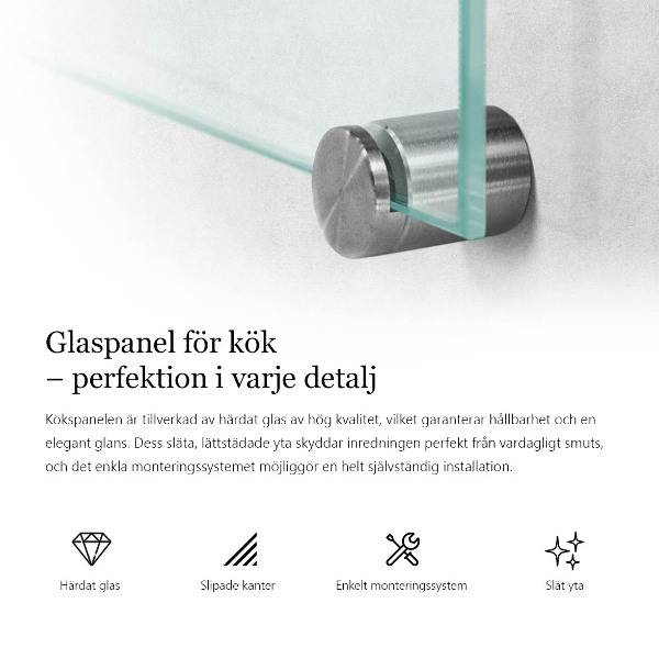 Glass cooker splashback transparent 60x60 cm