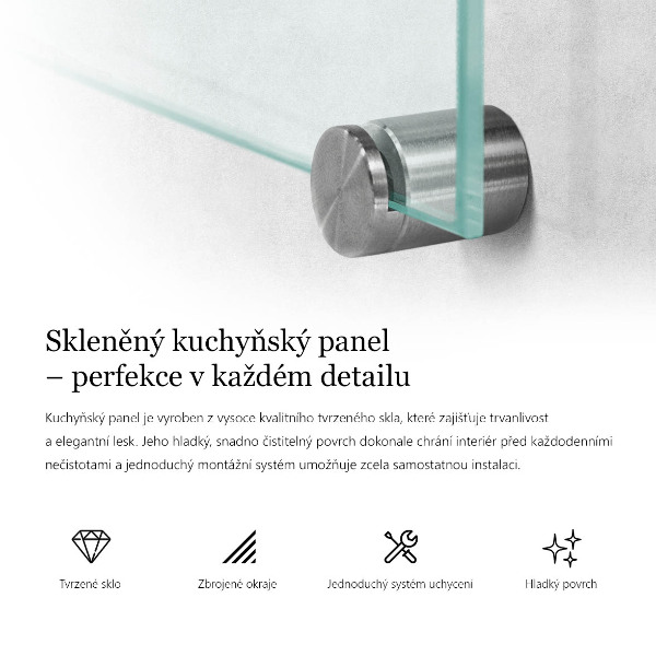 Transparent printed glass splashback 80x60 cm