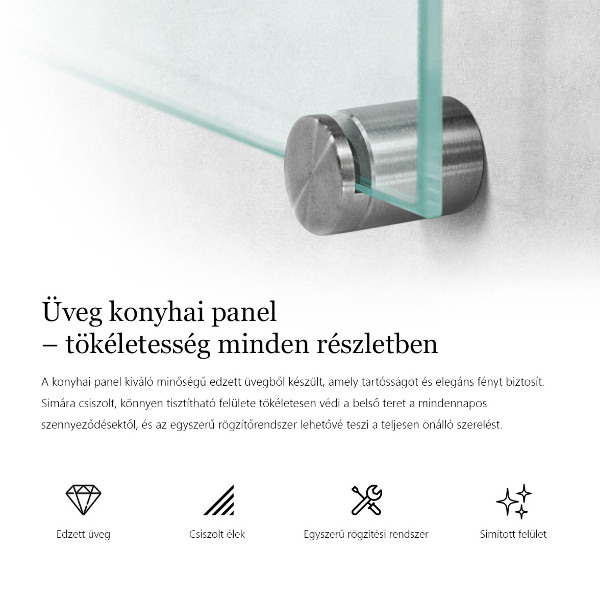 Transparent printed glass splashback 80x60 cm