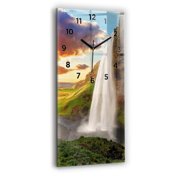 Vertical wall clock Waterfall in Iceland